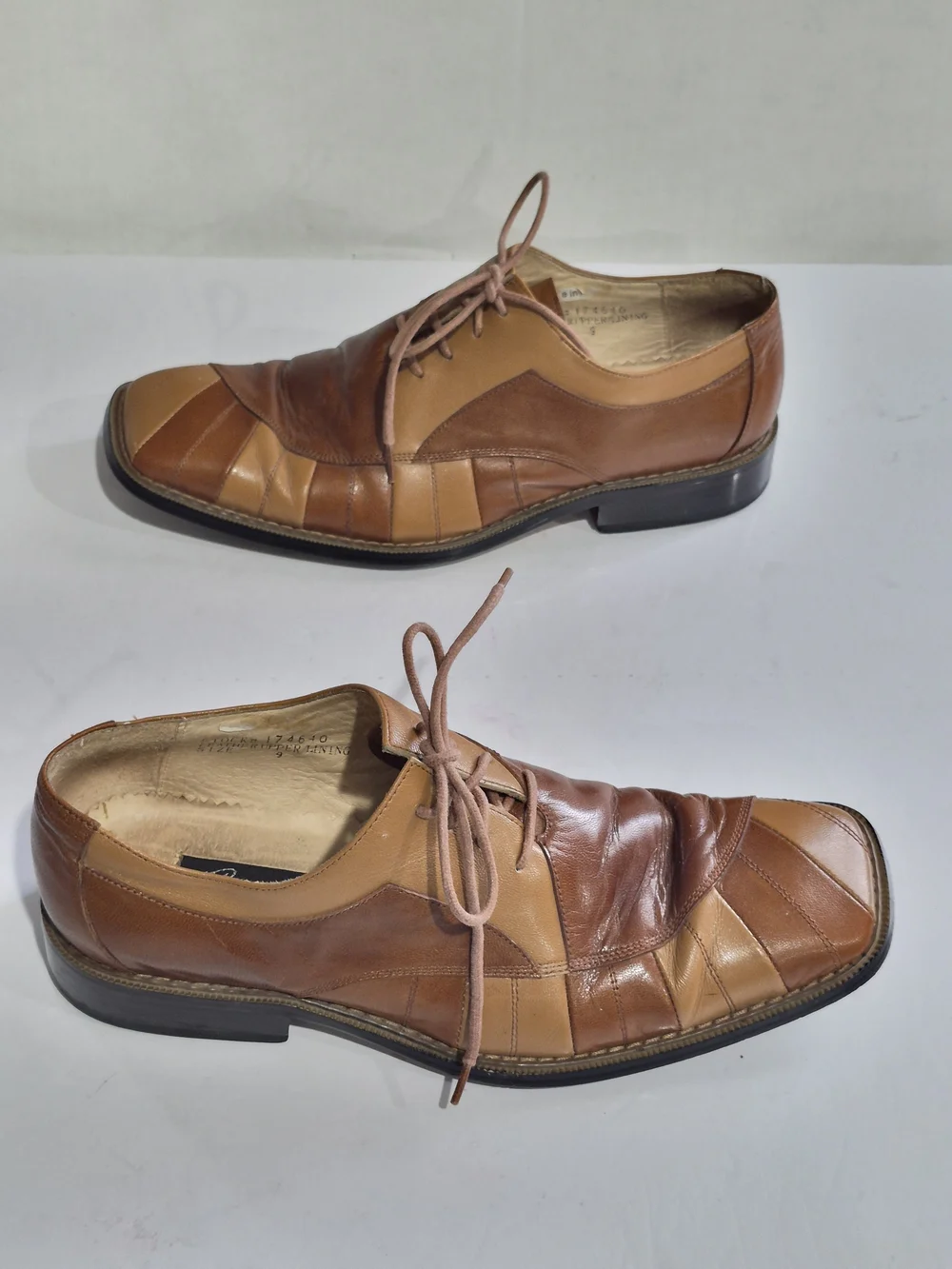 Giovanni Men's Two-Tone Brown Leather Lace-Up Dress Shoes Size 9